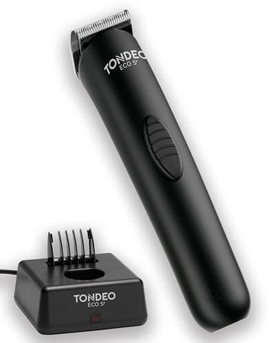 TONDEO Haarschneidemaschine ECO S PLUS black | professioneller Trimmer | Profi Haarschneider mit Ladestation und einem Aufsteckkamm für 4 verschiedene Schnittlängen (3 / 4,5 / 6 und 7,5 mm)