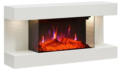 BALDERIA Ida - Wandkamin Elektrisch, Elektrokamin Wand in Weiß, 1800 W Heizung