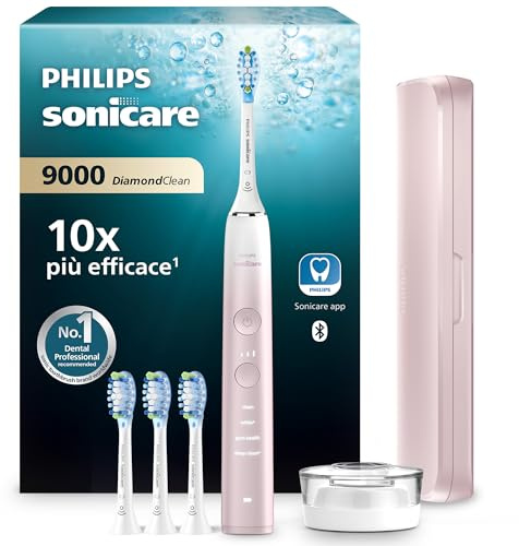 Philips Sonicare DiamondClean 9000 elektrische Zahnbürste, Sonderedition – Schallzahnbürste, sauberere Zähne, 4x C3 Premium Plaque Defense-Bürstenköpfen, pink (Modell HX9911/79)