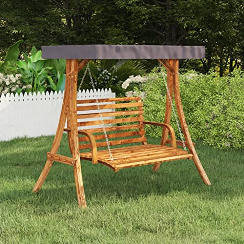 INLIFE Schaukelgestell mit Dach Anthrazit Bugholz mit Teak-Finish-3938