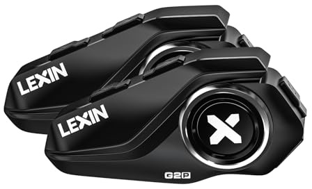 LEXIN G2P Motorrad Bluetooth Headset, Helm Kommunikationssystem für 2 bis zu 6 Personen in Reichweite von 1000m, IP67 Wasserdicht Freisprecheinrichtung mit FM Radio, Doppelpack