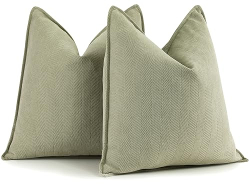 ZWJD Salbei Grün Kissenbezug 50x50 2er Set Chenille Kissenbezüge Sofakissen Kissenhüllen mit elegantem Design, weiche und luxuriöse dekorative Dekokissen für Couch, Bett und Heimdekoration