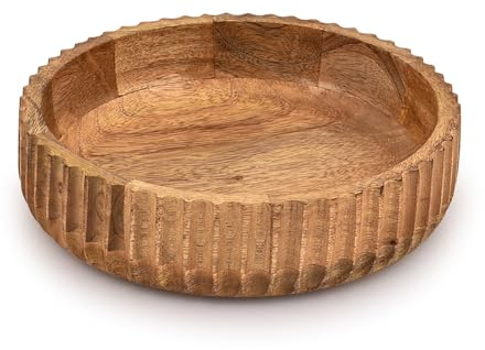 Kimona Klassische Obstschale aus Holz, handgefertigt aus 100% natürlichem Mangoholz, 25,4 x 25,4 x 6,35 cm, hält bis zu 0,23 kg