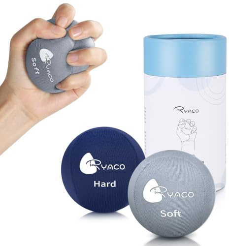 RYACO 2 Stück Gel Stressball für Erwachsene - Antistressball Mit verschiedenen Stärken und Größen - Anti Stress Bälle für Konzentration - Motivierendes Knetball Spielzeug - Wutball