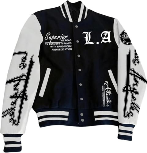 Vagbalena Herren-Baseballjacke im College-Stil für den Frühling Farbblock-Design Monogramm-Aufdruck langärmelig lässige Baseballjacke personalisierte College-Jacke