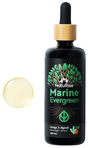 NatuRise® Omega 3 Vegan - 4700mg Algenöl pro Tag davon 3139mg Omega 3 (DHA, EPA & DPA) - Hochdosiert – 100ml – Laborgeprüft– Pipette mit Dosierskala - UV-Glas (Blutorange & Zitrone)