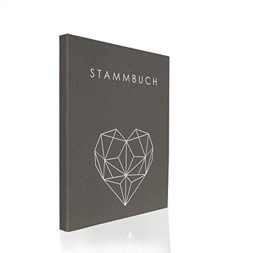Hochzeitideal - Stammbuch der Familie Geometric Grau DIN A4 - Buchbinderleinen Stammbuch Hochzeit - Familienbuch Standesamt mit 4-Fach Ringmechanik & 3 Klarsichthüllen