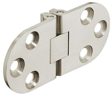 Gedotec Möbelscharnier Messing Klapptisch-Scharnier für Klapp- und Nähmaschinen-Tische | Tischscharnier vernickelt matt | 30 x 65 mm | Möbelbeschläge | 1 Stück - Scharnier zum Einlassen