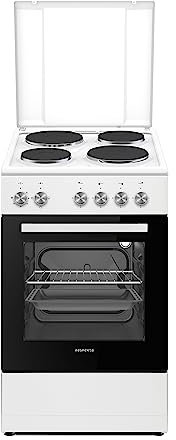 Respekta Standherd mit Edelstahlkochmulde / 48 L Backofen mit 3 Beheizungsarten / Kochfeld mit 3 Leistungsstufen inkl. Metalldeckel / SH1000-33