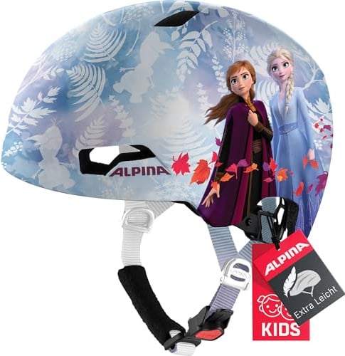 ALPINA Hackney - Leichter, Bruchfester & Optimal Klimatisierter Fahrradhelm für Kinder, Mit Nachrüstbarem LED für Gute Sichtbarkeit, Frozen II, M (51-56 cm)