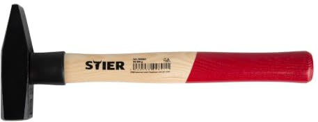 STIER Schlosserhammer Robust, 500 g, mit Stielschutz, DIN 1041, Eschenstiel, hohe Qualität, Abrisshammer, Hammer