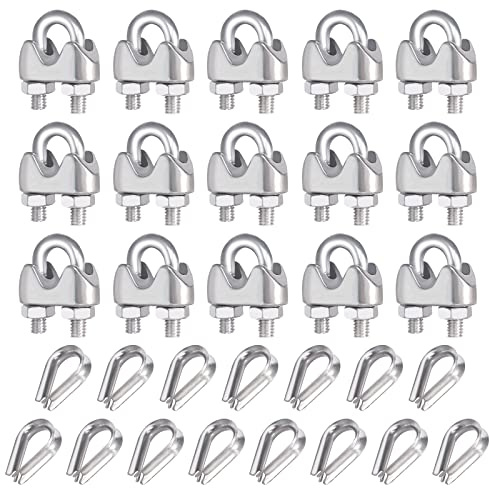 15 Stück Seilklemmen 2mm Set Edelstahl M2 Drahtseilklemme 2mm Seilklemme 2mm Drahtseil Kauschen Bügelseilklemme U Bolzen Klemme für Drahtseil