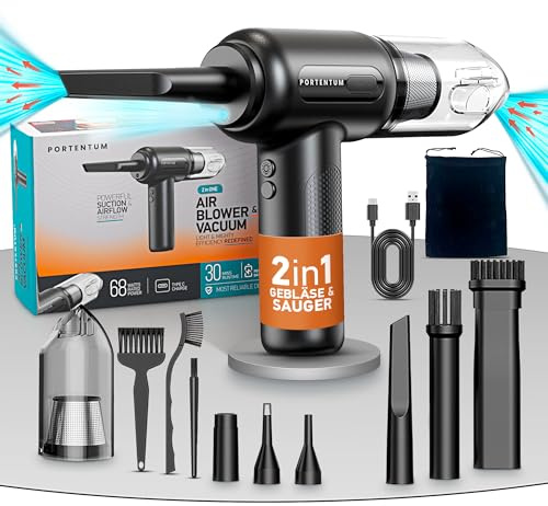 PORTENTUM Air Blower and Vacuum ABV-1, Staubsauger und Luftgebläse, Schwarz, 68 W, 75 Dezibel
