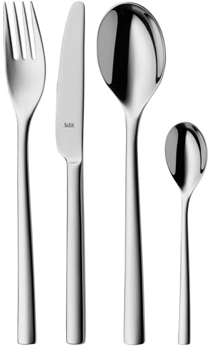 Silit Trend Besteck Set 6 Personen, 24-teilig, Monobloc-Messer, Crominox Edelstahl poliert, rostfrei, kratzbeständig, langlebig, spülmaschinengeeignet