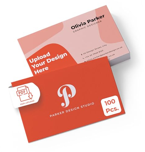 Personalisierte Visitenkarten erstellen, mit Logo, Design, Text, 100 Stück, 300g/m2, 85x55 mm matt, beidseitiger Druck, ideal für Firmen, Selbständige, Freiberufler, Messen, Events
