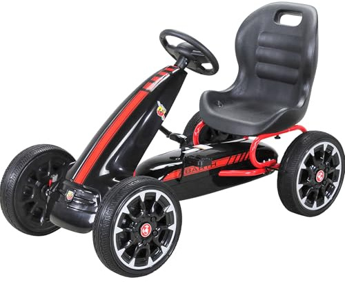 Actionbikes Motors GoKart Abarth FS595 | Lizenziert - Kettcar - Go Kart - Kinderauto mit Handbremse - Go Cart - Kinder GoKart - Tretauto - Kart - Kinderfahrzeug - Auto für Kinder ab 3 Jahre (Schwarz)