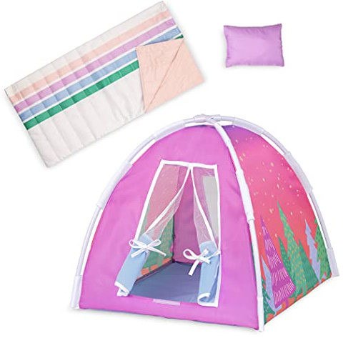 Glitter Girls Campingset – Spielzelt und Regenbogen-Schlafsack | Puppenzubehör mit Spielzelt, Regenbogen-Schlafsack, Kissen und Anleitung; passend für die meisten 36 cm Puppen; 3+ Jahre