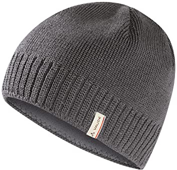 VAUDE Mütze Edo Beanie III in Grau – Warme & atmungsaktive Wintermütze - Unisex Beanie-Mütze in Rippstrick-Optik - Thermomütze ausgekleidet mit weichem Fleece - Made in Germany