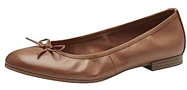 Tamaris Damen Ballerina Leder flach, braun, 38 EU