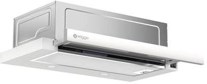 Wiggo Dunstabzugshaube 60cm WE-632R weiß I Flachschirmhaube für Abluft oder Umluft Dunstabzug 300m³/h mit LED-Beleuchtung I Einbau-Dunstabzugshaube inkl. Fettfilter & 2× Kohlefilter