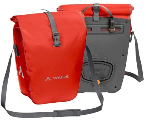VAUDE Fahrradtaschen für Gepäckträger Aqua Back 2x24L, 2 x Hinterradtaschen wasserdicht, Fahrrad Gepäckträgertasche hinten, einfache Befestigung – Made in Germany - Lava