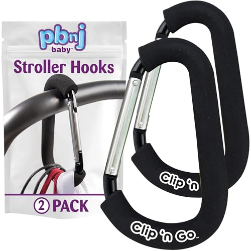 PBnJ Baby Clip‘n Go XL-Kinderwagen-Organizer, Haken, Clip für Geldbörse, Einkaufen und Wickeltaschen, 2 Stück