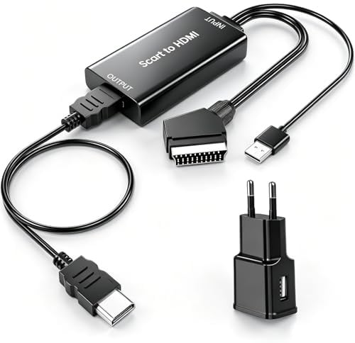 AMANKA Scart auf HDMI Kable Konverter, Adapter und Scart Kabel Full HD 1080P Video Audio Wandler für HDTV STB VHS Xbox PS3 Sky DVD Blu-ray usw