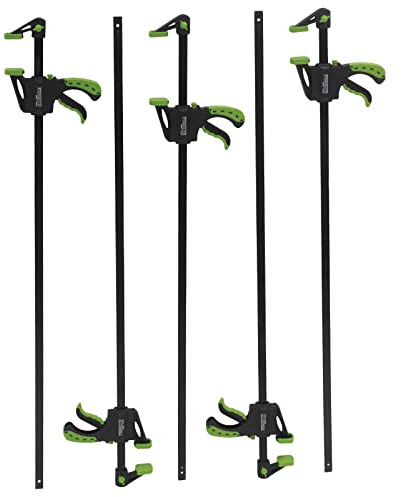 TrutzHolm 5x Einhandzwinge für z.B. Türrahmen 5er Set mit Soft-Grip-Griffen 60x900 mm