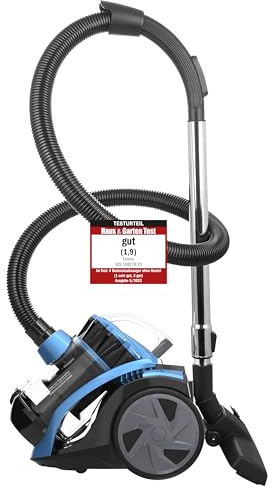 Emerio ECO Zyklon Staubsauger 900 Watt Leistung 2,0 Liter Staubbehälter 7m Aktionsradius HEPA Filter CyclonePro klein und wendig Metall-Teleskoprohr inkl. Fugendüse, VCE-108278.10, Schwarz/Blau