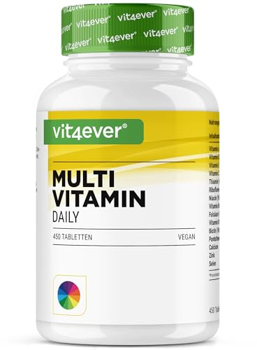 vit4ever Multivitamin Daily - 450 Tabletten mit Bioaktiv-Formen - zum teilen - Wertvolle Mineralien & alle A-Z Vitamine - Vegan