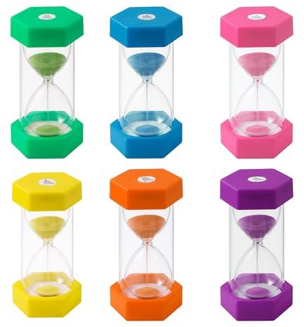 6 Stück Bunter Sanduhren für Kinder,Buntes Sanduhren Set 1/3/5/10/15/30 Minuten,Zeitmesser Sanduhren für das Leben der Kinder,Lernen,Spiel Timing,Kreative Geschenke (C-6 Stück)