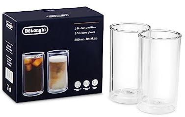De'Longhi Cold Brew Gläser DLSC325 Doppelwandige Thermogläser, 2er-Set, Spülmaschinengeeignet, Fassungsvermögen 300 ml, Ideal für kalte und warme Kaffeegetränke