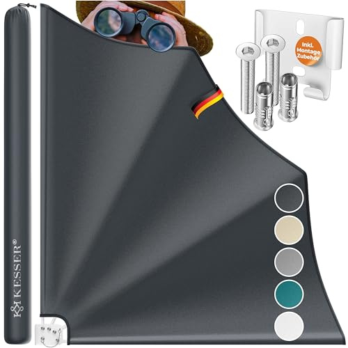 KESSER® Balkonfächer klappbar mit Wandhalterung | 140x140cm | Sichtschutz Balkon Windschutz | Balkonsichtschutz | Seitenmarkise | witterungsbeständig | inkl. Montagematerial & Schutzcover | Anthrazit