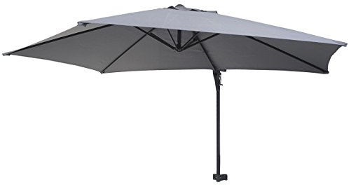 Mendler Wandschirm Casoria-AM, Ampelschirm Balkonschirm Sonnenschirm, 3m neigbar, Polyester Alu/Stahl 9kg - grau