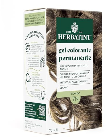 Herbatint Permanente Haarfarbe Gel 7N Blond – 170 ml | Ammoniakfrei, 100% Abdeckung für weißes Haar | für empfindliche Haut, mit 8 natürlichen Bio-Extrakten