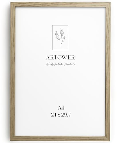 Artower® Bilderrahmen für DIN A4 21 x 30 cm Natur Holz Eiche Dünner Rahmen | Posterrahmen Groß Collage | Picture Frame 21 x 29,7cm | Holzrahmen| Holzbilderrahmen Poster Echtholz