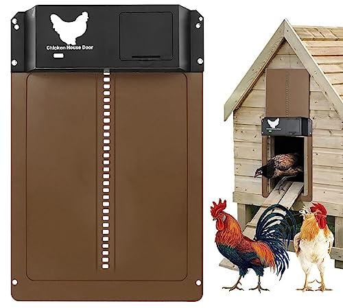 2.0 Automatische Hühnerklappe, Elektrische Hühnerklappe，Hühnertür Türöffner Elektrisch HüHnerstall HüHnerklappe HüHnertüR Für HüHnernest HüHnerhaus Entenhaus (Braun)