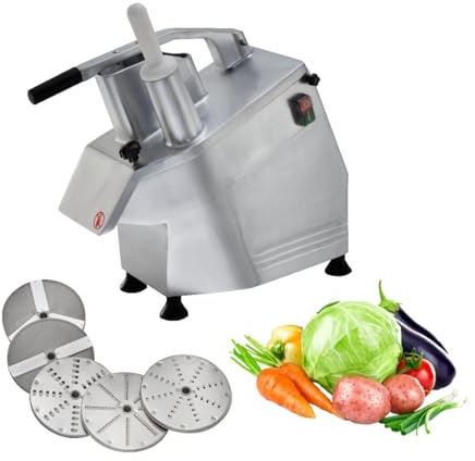 GastroHero Gemüseschneider I Elektrischer Gemüseschneider I 300 kg/h Leistung I 5 Scheiben Ø 2-7 mm I Aluminium I Gemüse-Cutter für Gastronomie