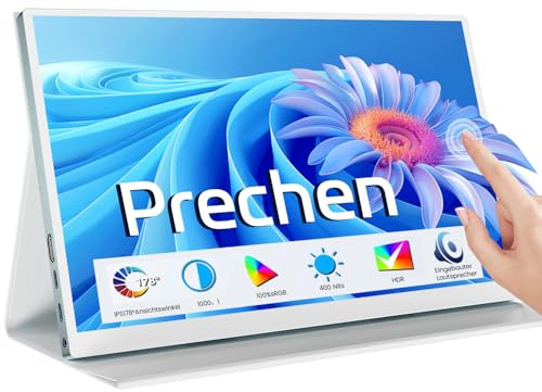 15,6'' Touchscreen tragbarer Monitor, FHD IPS-Display mit integriertem Lautsprecher & Schutzhülle, 10-Punkt-Touchscreen, HDMI- & USB-C-Reiseüberwachung für Laptop, PC, Handy, Metal Gray + Weiß