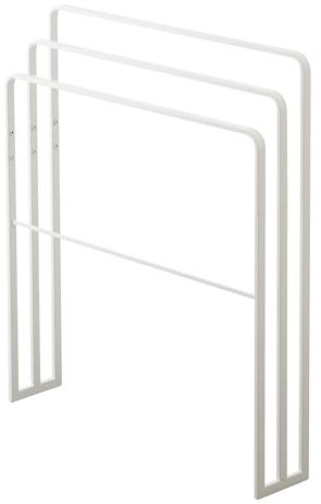 Yamazaki Tower Handtuchständer mit 3 Stangen aus Stahl - für Badematte/Handtücher, schmal, modern - 14 x 70 x 81 cm, Japanisches Design, weiß