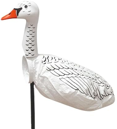 Windgans – bewegliche Gänseattrappe als Windsack oder Windspiel für Gartendekoration, auch als Lockgans für Jagd & Vogelabwehr, grau/weiß