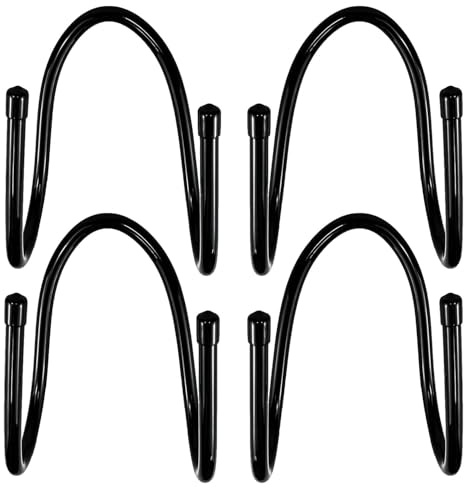 4 Stück Schlauchhalter Wand, Schlauchhalter, Staubsauger Halterung, Eisen + PVC, Verstellbar, zum Aufhängen von Schläuchen/Skateboards/Staubsaugerköpfen, Auto-Rücksitzen, Drinnen, Draußen (Schwarz)