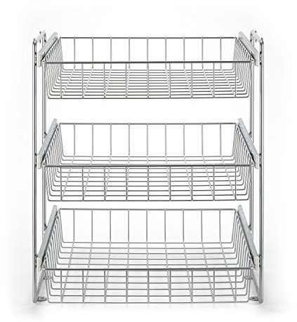 stauraum Teleskopschublade für 50cm Schrank – Premium Schrankauszug Küche zum Nachrüsten – Einfache Montage – Stabil & Langlebig –Korb Kombisystem, 3 etagig