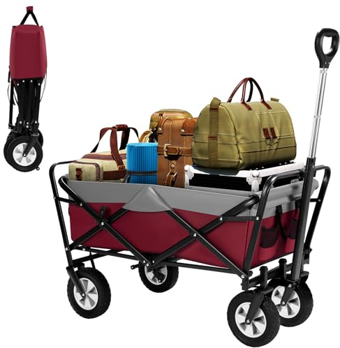 EUGAD Bollerwagen Faltbar Klappbar, Lila | Transportkarre Handwagen mit 4 Rollen für Camping Einkaufen belastbar bis 200kg