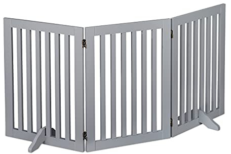 Relaxdays Absperrgitter, freistehendes Schutzgitter, 70 cm hoch, für Hunde, verschied. Größen, klappbar, Türgitter, grau