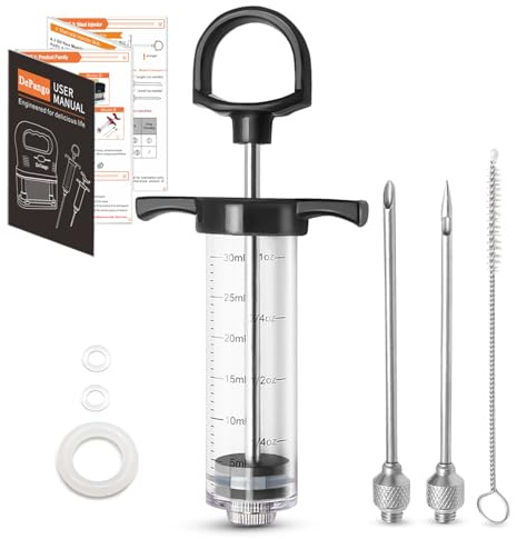 DePango Fleischspritze, Bruchfest Marinadenspritze Fleischinjektor 30ml für Fleisch mit 2 Edelstahl-Fleischnadeln, Fleisch injektionsspritze für BBQ Smoker, Steak, Schweinefleisch und Huhn