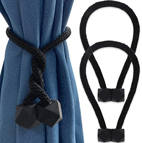 Yatinkim Magnetische Vorhang Raffhalter Schwarz 2 Stück Raffhalter für Vorhänge Halter Gardinenhalter Magnetisch für Gardinen Schnallen Holdbacks Halter Haken Clip Zuhause Schlafzimmer Haus