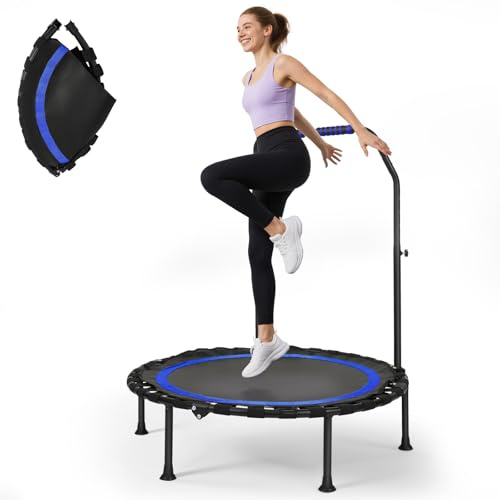 Fitness-Trampolin, tragbares 101 cm/39,76 Zoll faltbares Rebound-Trampolin,leises Design,Tragkraft 200 kg, Verstellbarer Griff,5-Gang-Höhenverstellung, für Heimtraining von Erwachsenen