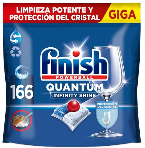 Finish Quantum Infinity Shine Spülmaschinentabs, kraftvolle Reinigung, Fettlösekraft und Glanz, 2 x 83 Finish Caps, auch im Kurz- & Eco Programm