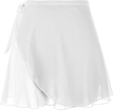 Ballett Rock Damen Wickelrock Ballett Wickelrock Tanz Weiß Rock aus Chiffon Mit Taille Schnür Gymnastik Ballettrock für Mädchen und Damen(Weiß)